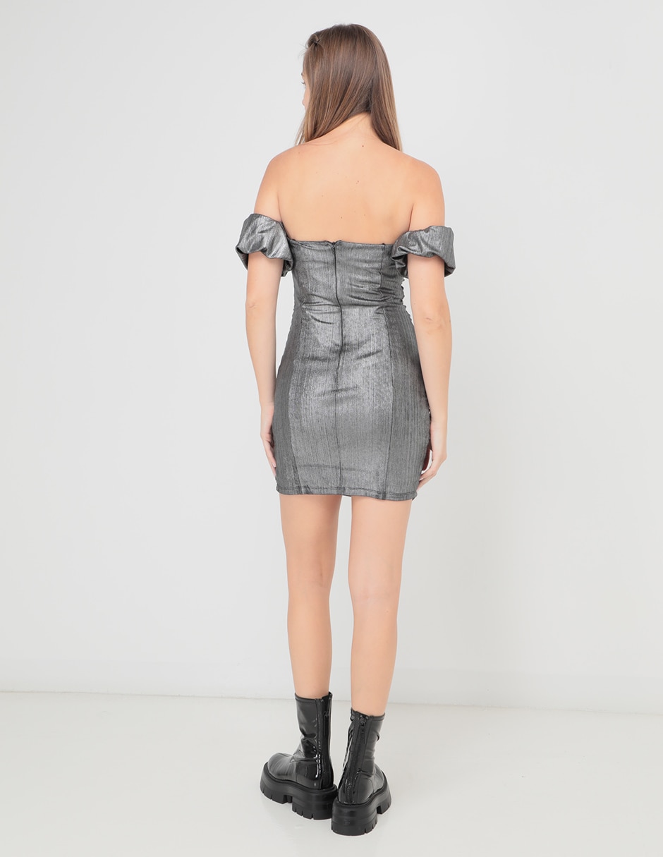Vestido mini de fiesta escote Bardot