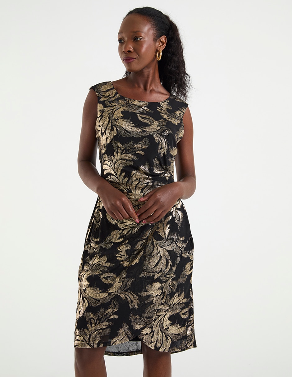 Vestido midi de fiesta escote Redondo