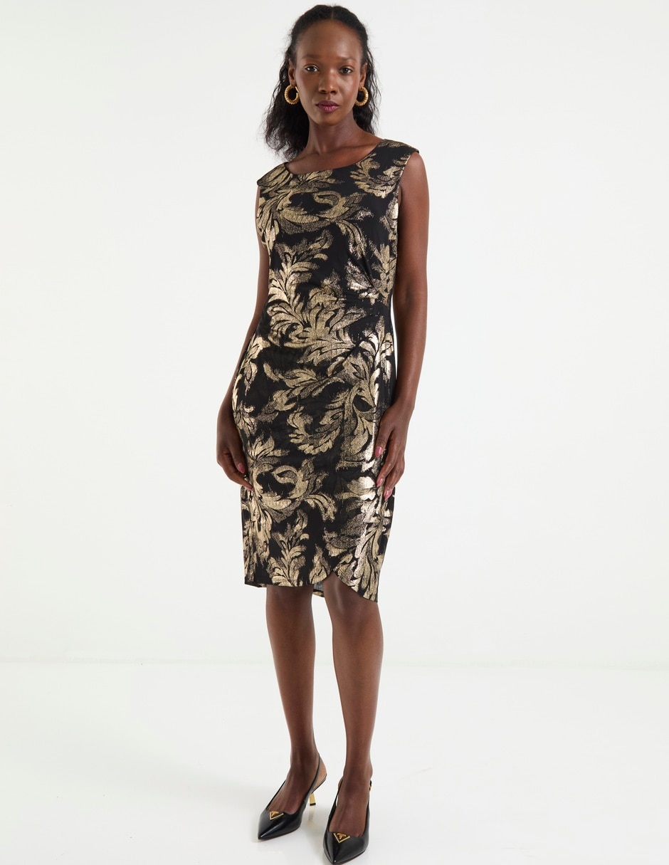 Vestido midi de fiesta escote Redondo