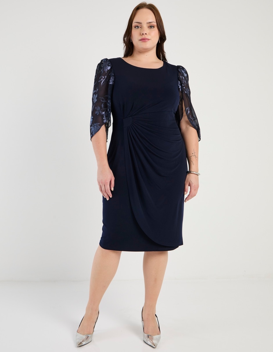 Vestido midi de fiesta escote Redondo