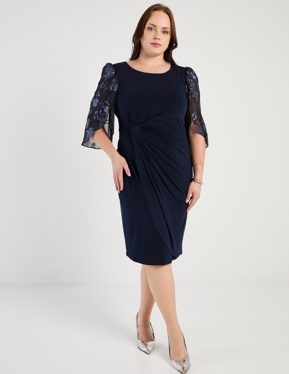 Vestido midi de fiesta escote Redondo