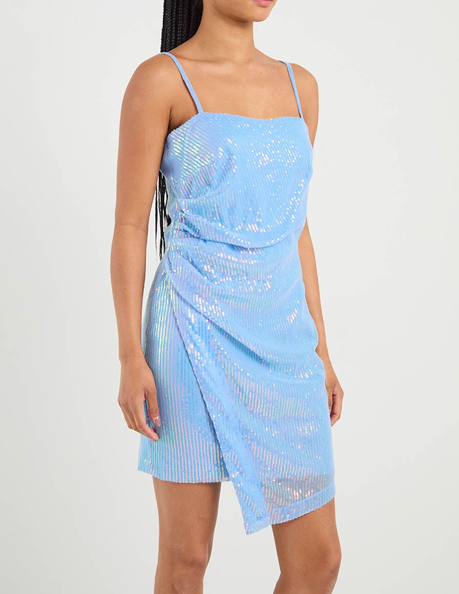 Vestido corto de fiesta escote Cuadrado