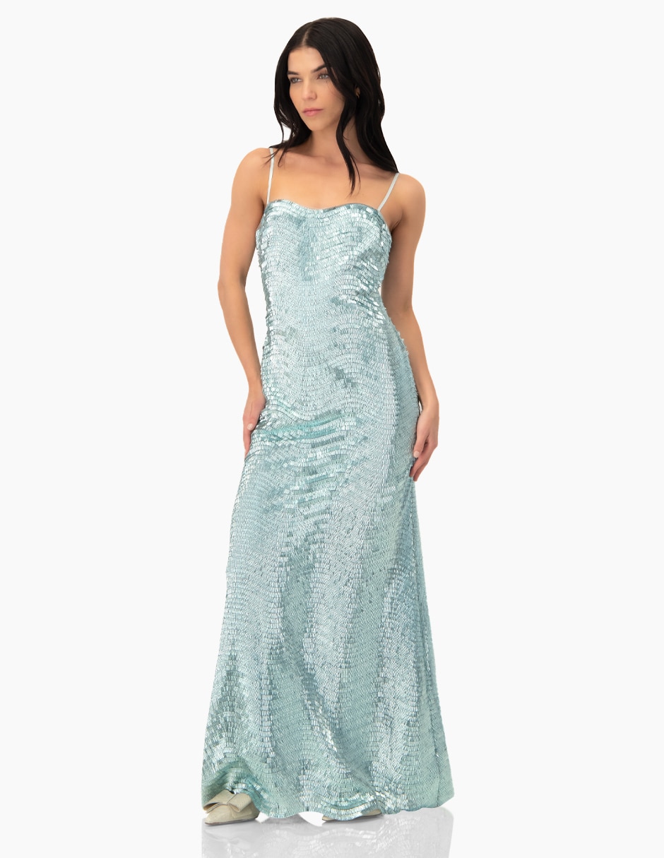 Vestido largo de fiesta Ivonne Couture escote regular