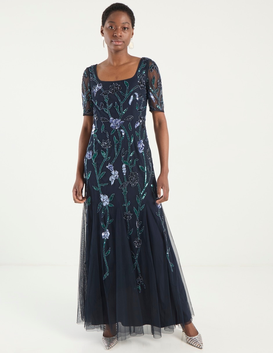 Vestido maxi de fiesta escote cuadrado 1
