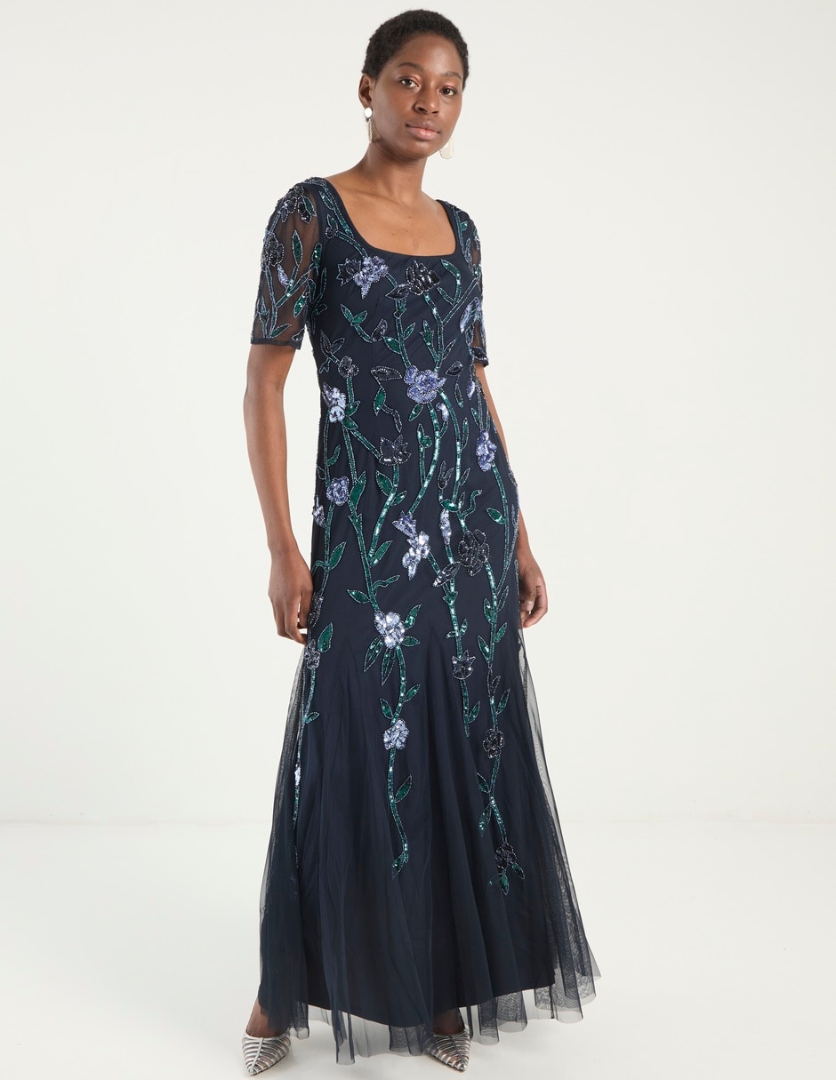 Vestido maxi de fiesta escote cuadrado 7