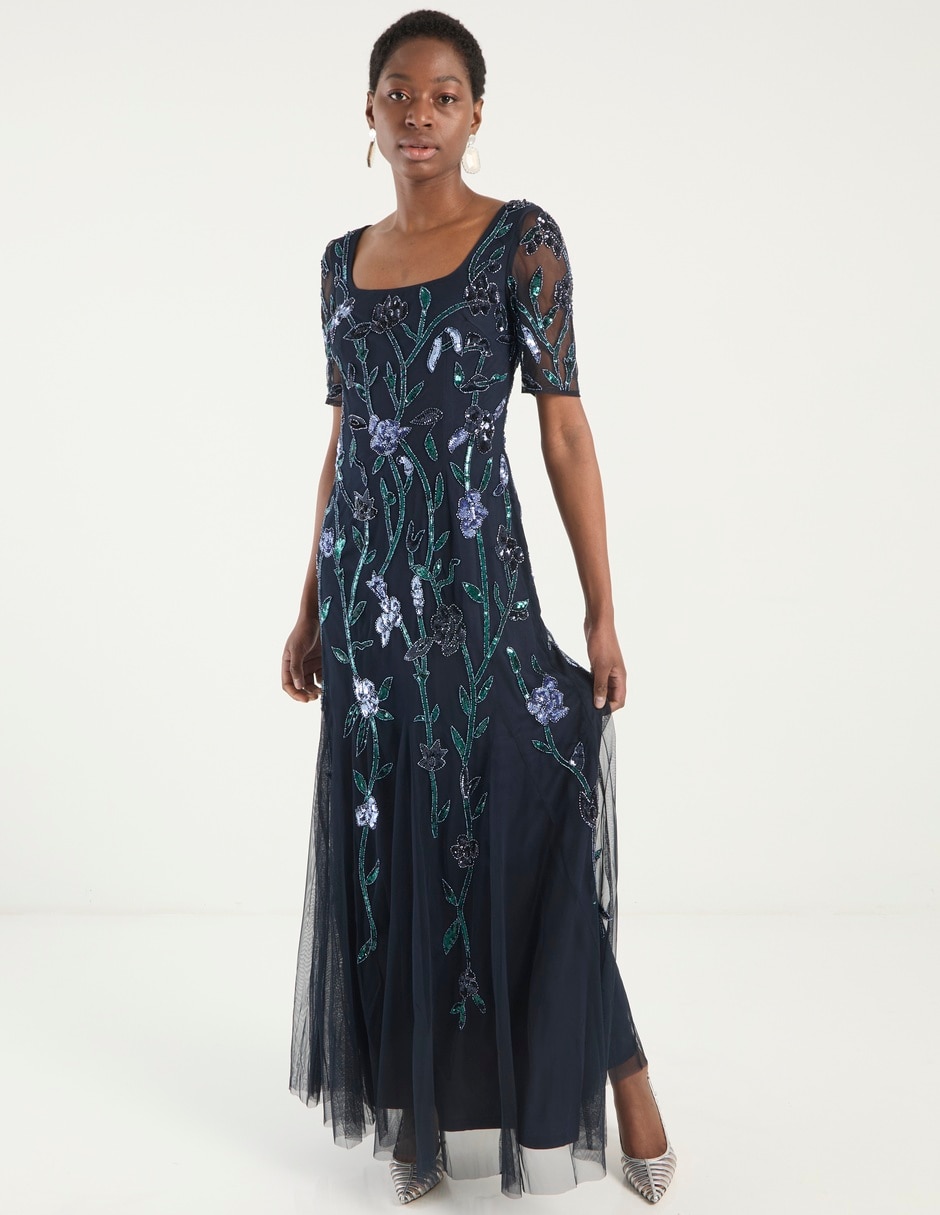 Vestido maxi de fiesta escote cuadrado 8