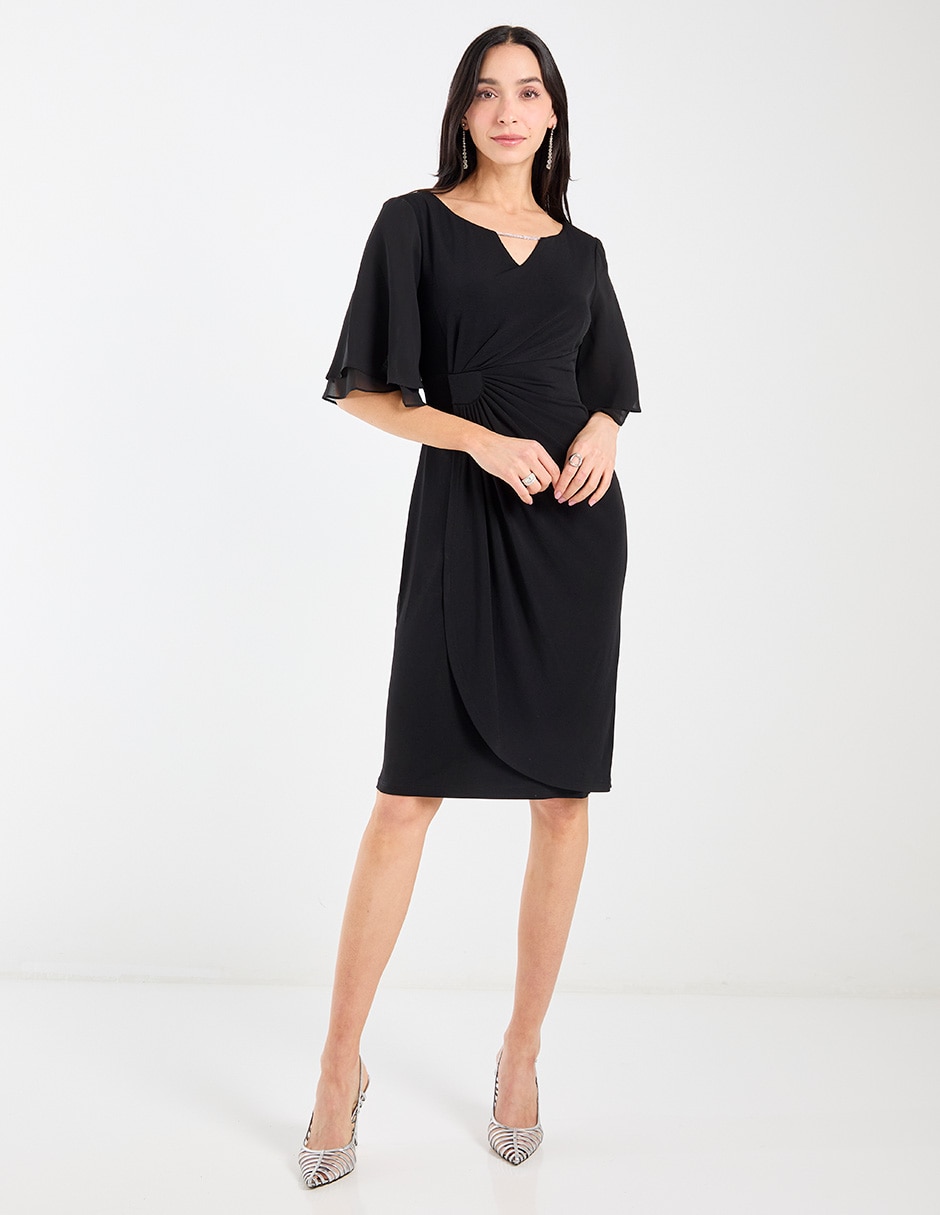 Vestido 3/4 de fiesta escote V 1
