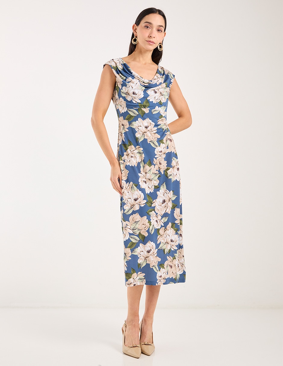 Vestido midi de fiesta escote redondo 7