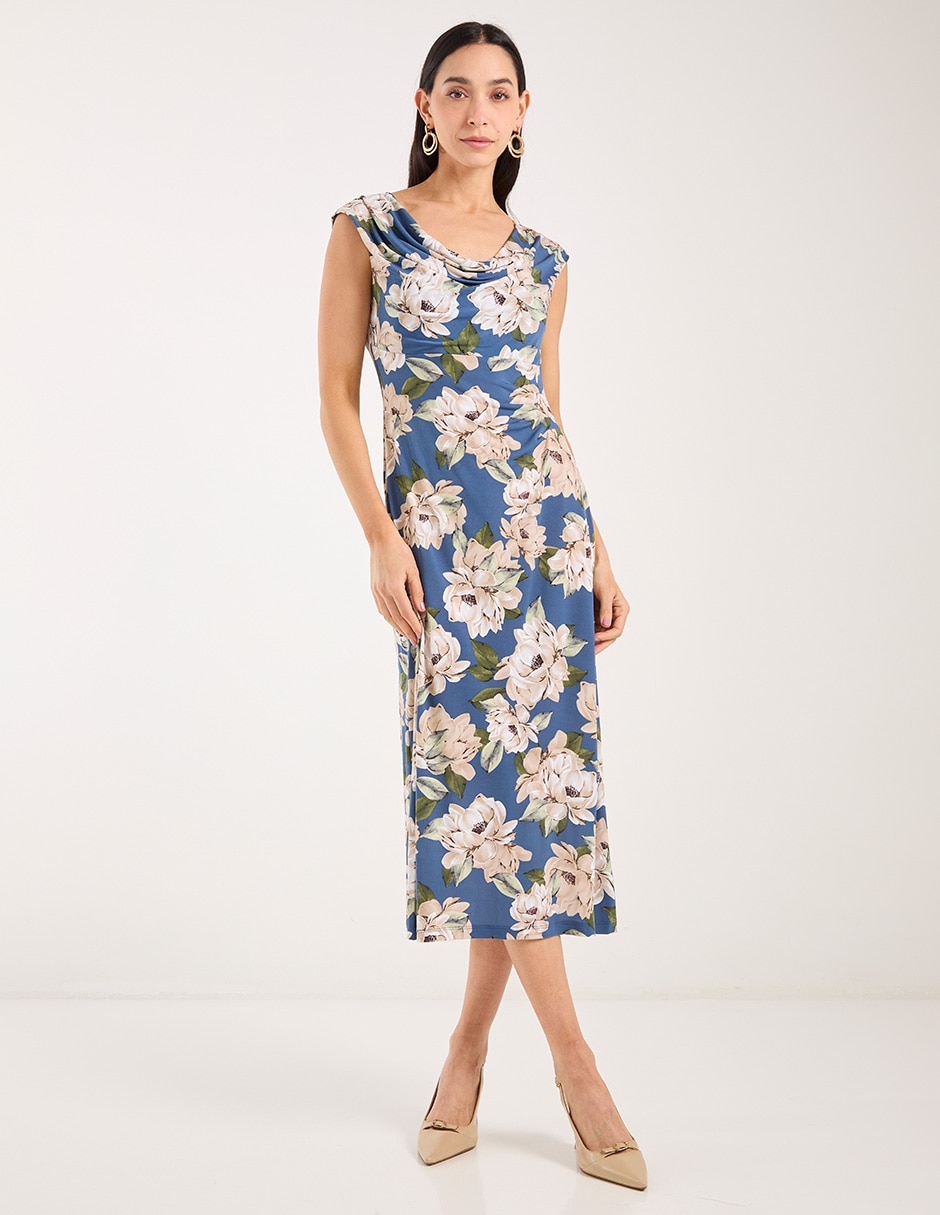 Vestido midi de fiesta escote redondo 8