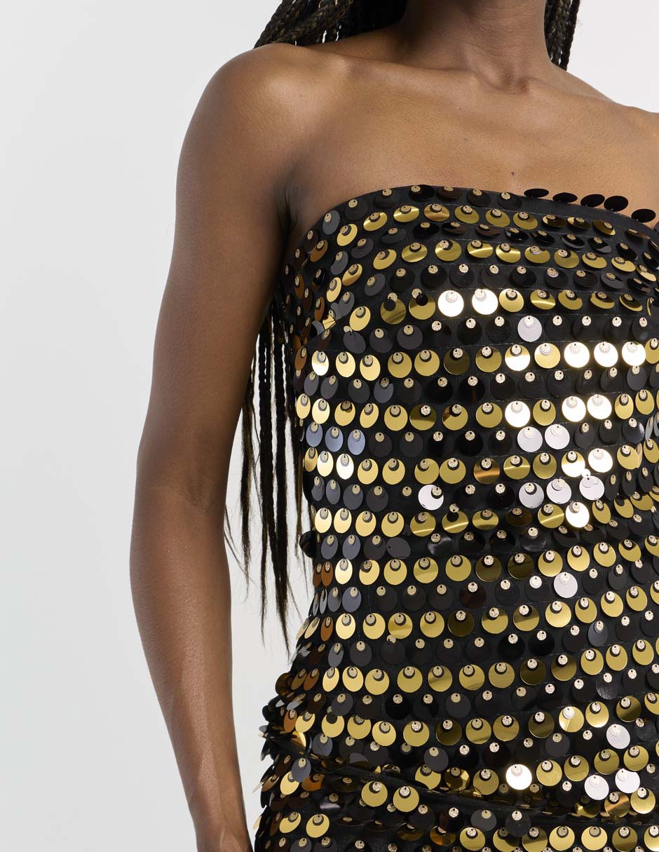 Vestido mini de fiesta escote bardot