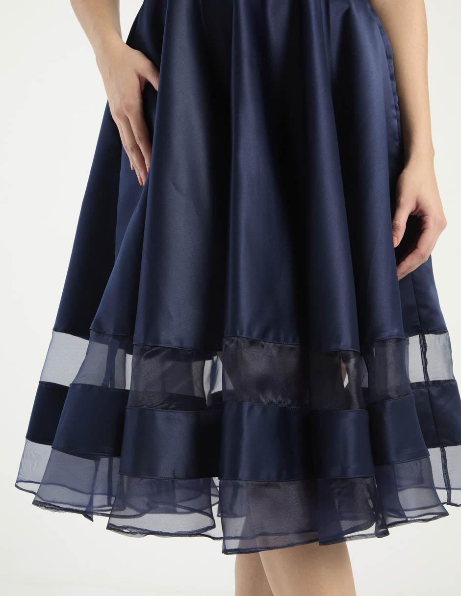 Vestido midi de fiesta escote bardot 9