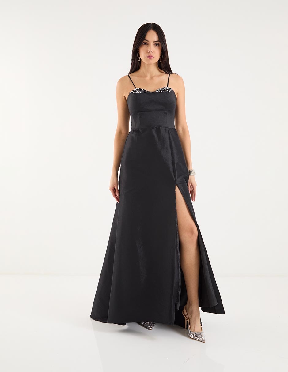 Vestido maxi de fiesta escote corazón 1