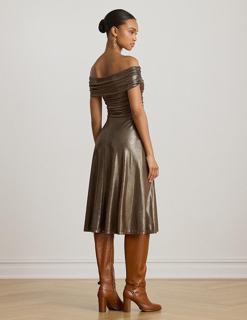 Vestido midi de fiesta escote bardot 5