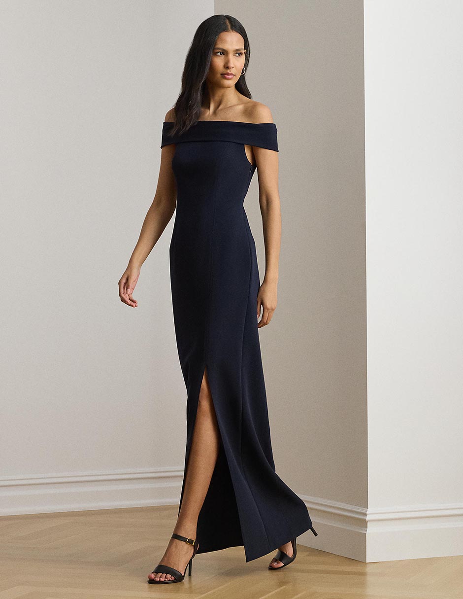 Vestido maxi de fiesta escote bardot
