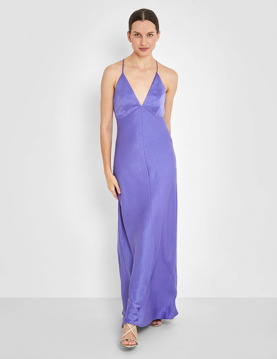 Vestido maxi de fiesta espalda cruzada 1