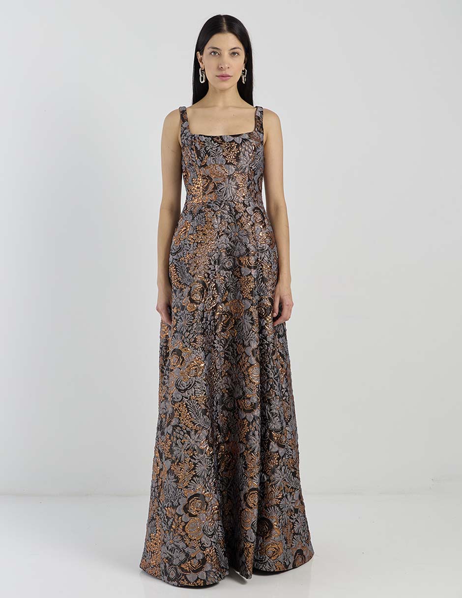 Vestido maxi de fiesta escote Cuadrado Vestido maxi de fiesta escote Cuadrado