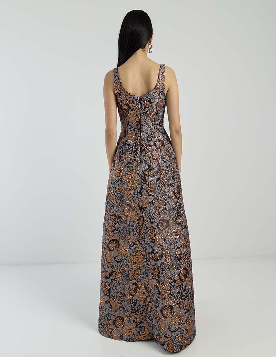 Vestido maxi de fiesta escote Cuadrado