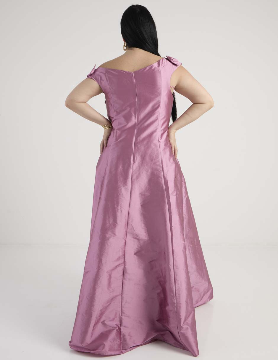 Vestido maxi de fiesta escote Bardot