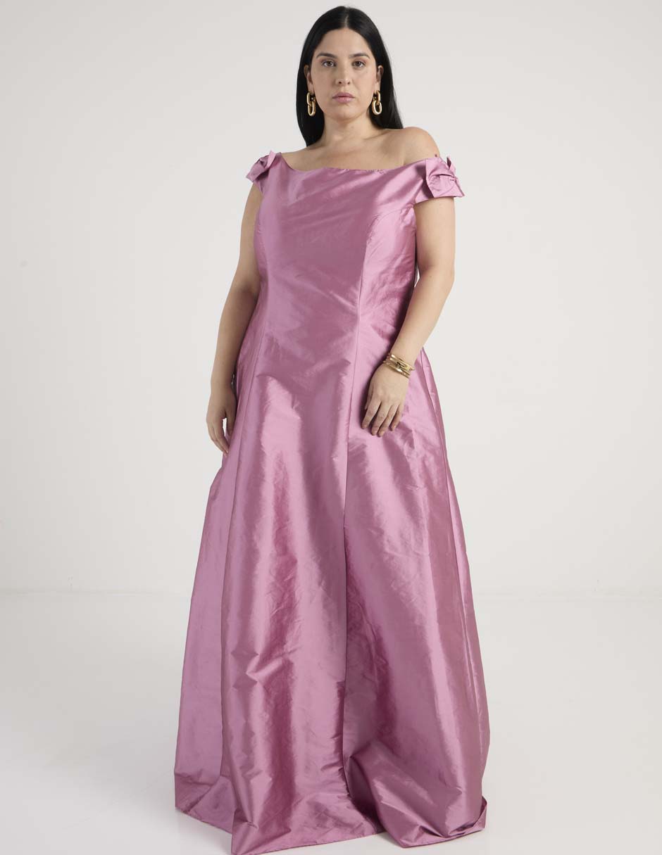 Vestido maxi de fiesta escote Bardot