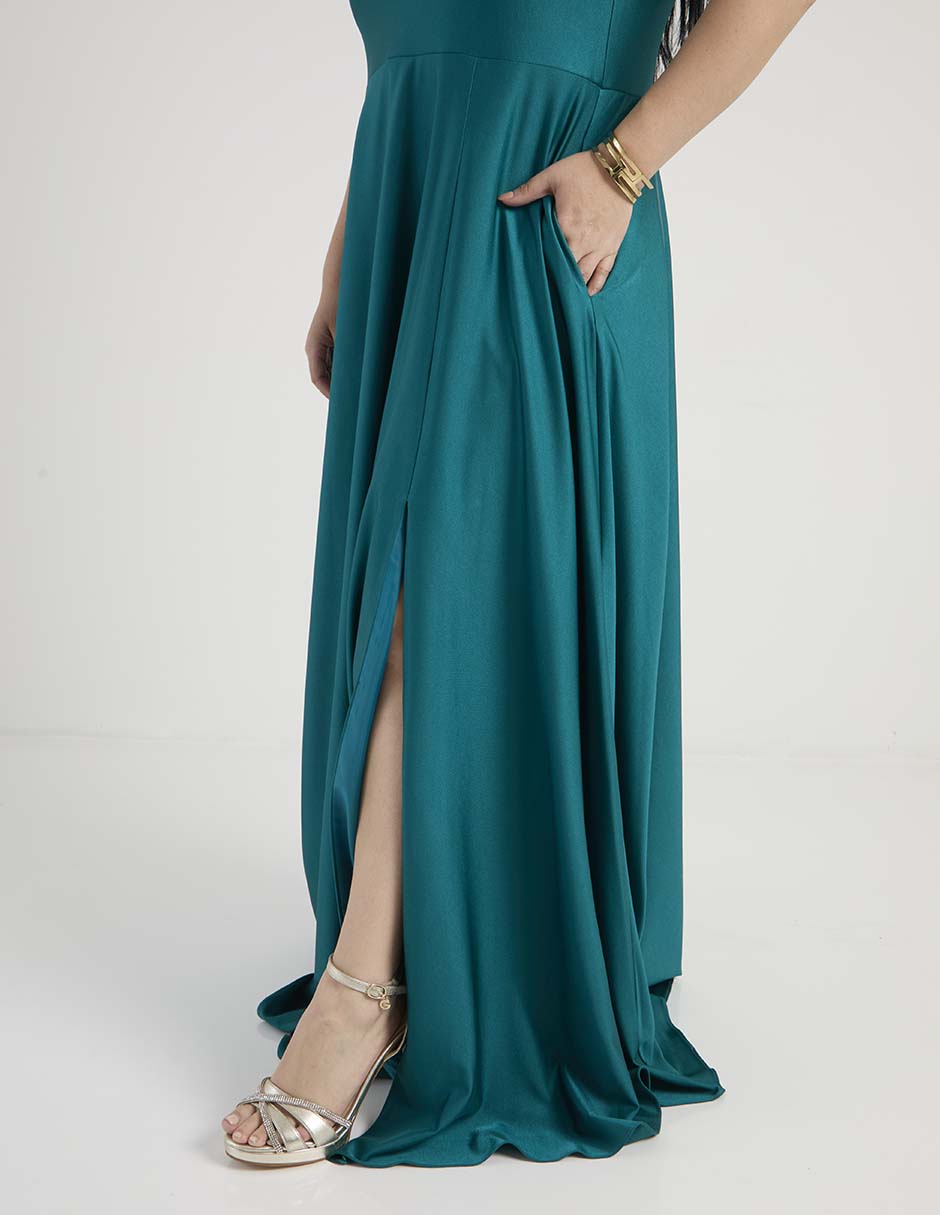 Vestido maxi de fiesta escote V 9