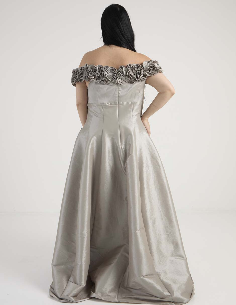 Vestido maxi de fiesta Ema Valdemossa Curvi escote bardot