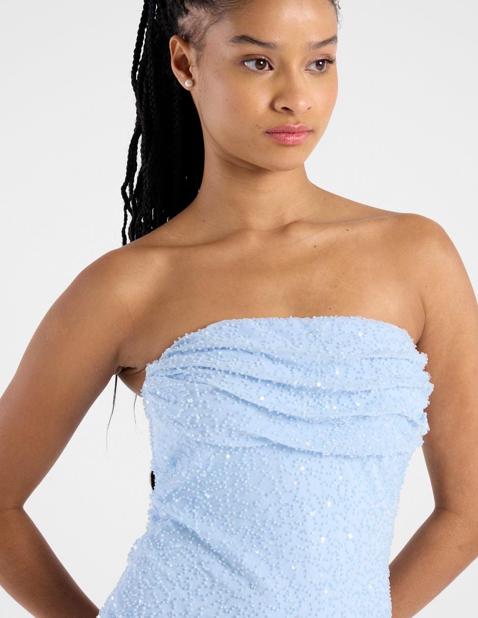 Vestido mini de fiesta escote medio para mujer