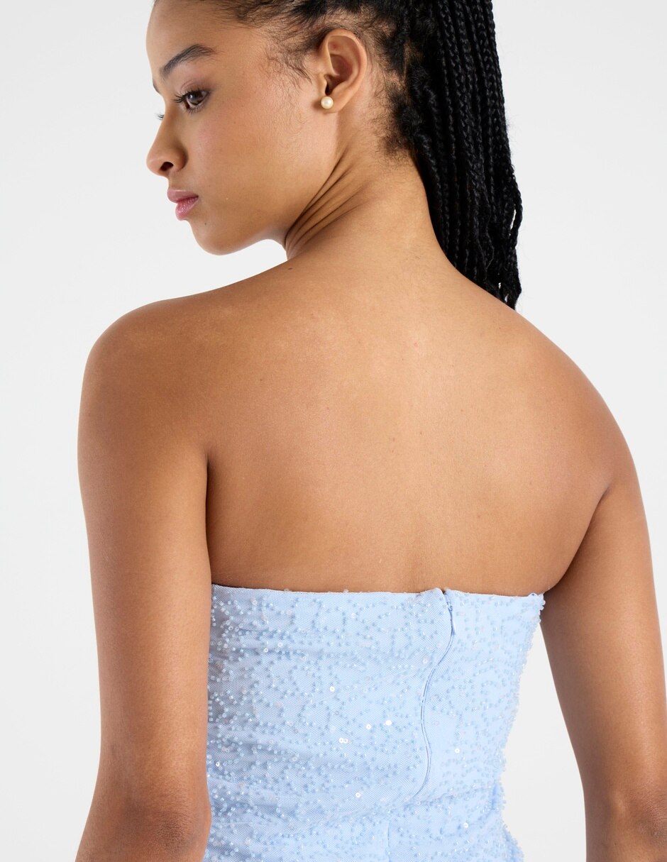 Vestido mini de fiesta escote medio para mujer