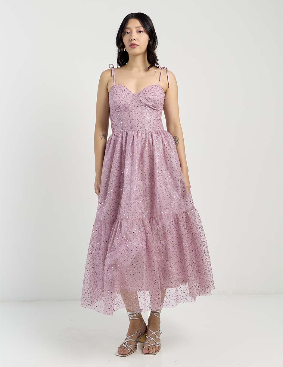 Vestido midi de fiesta escote Corazón