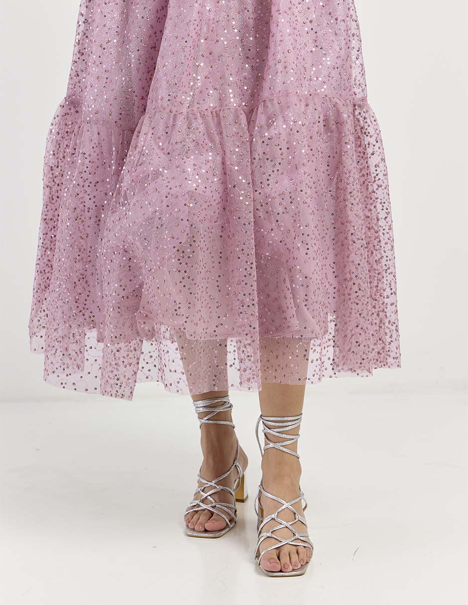 Vestido midi de fiesta escote Corazón