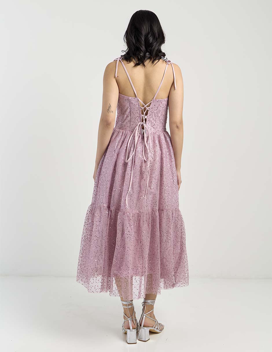 Vestido midi de fiesta escote Corazón