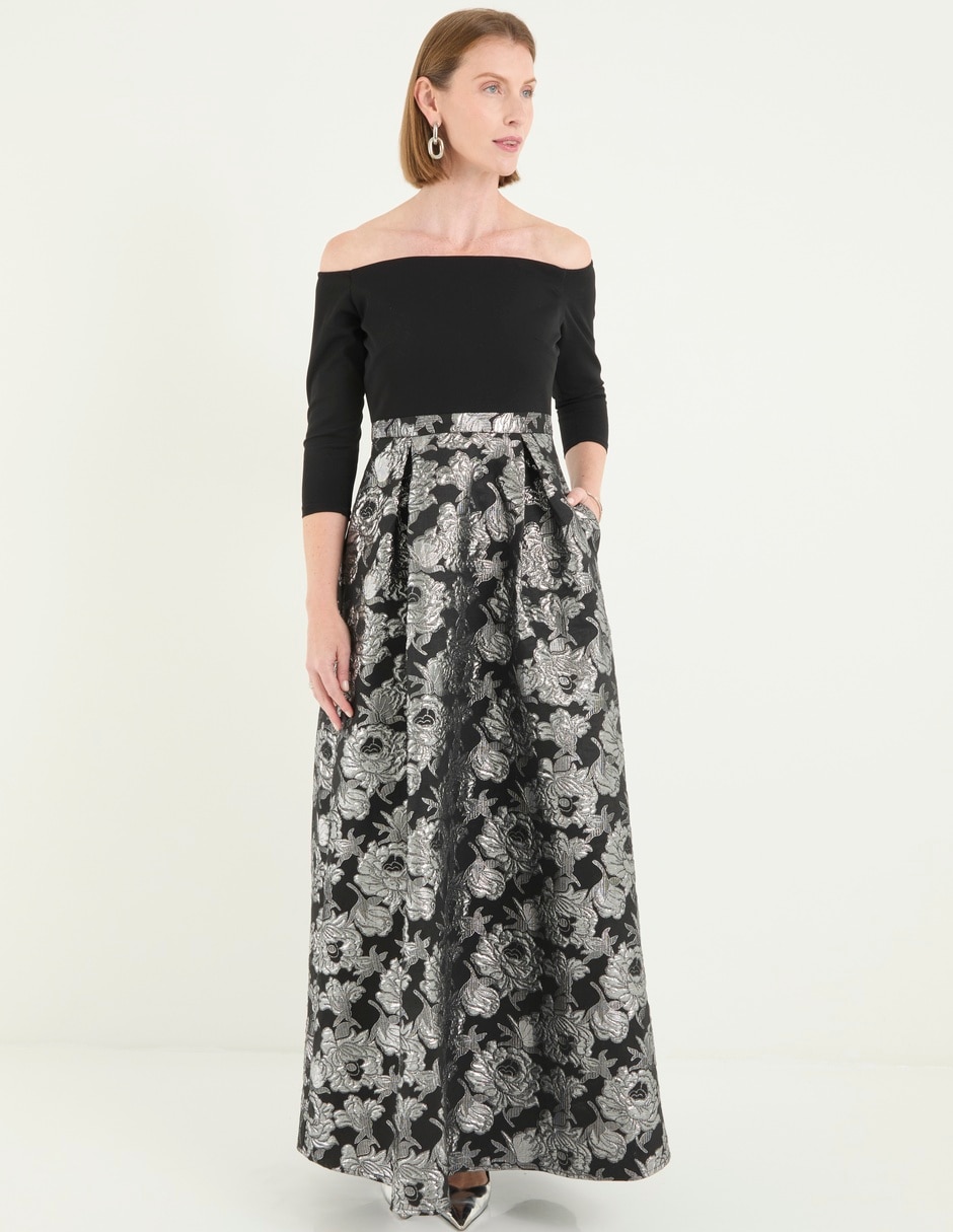 Vestido maxi de fiesta Damaia Atelier escote bardot