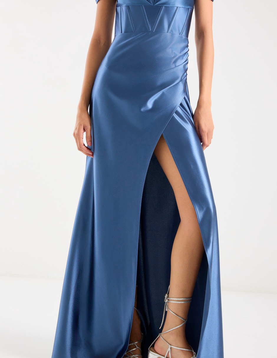 Vestido maxi de fiesta escote bardot 4