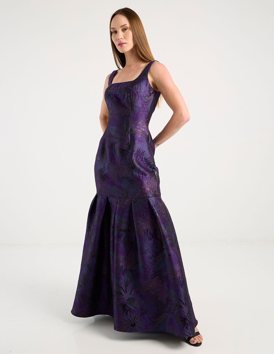 Vestido maxi fiesta escote cuadrado 1
