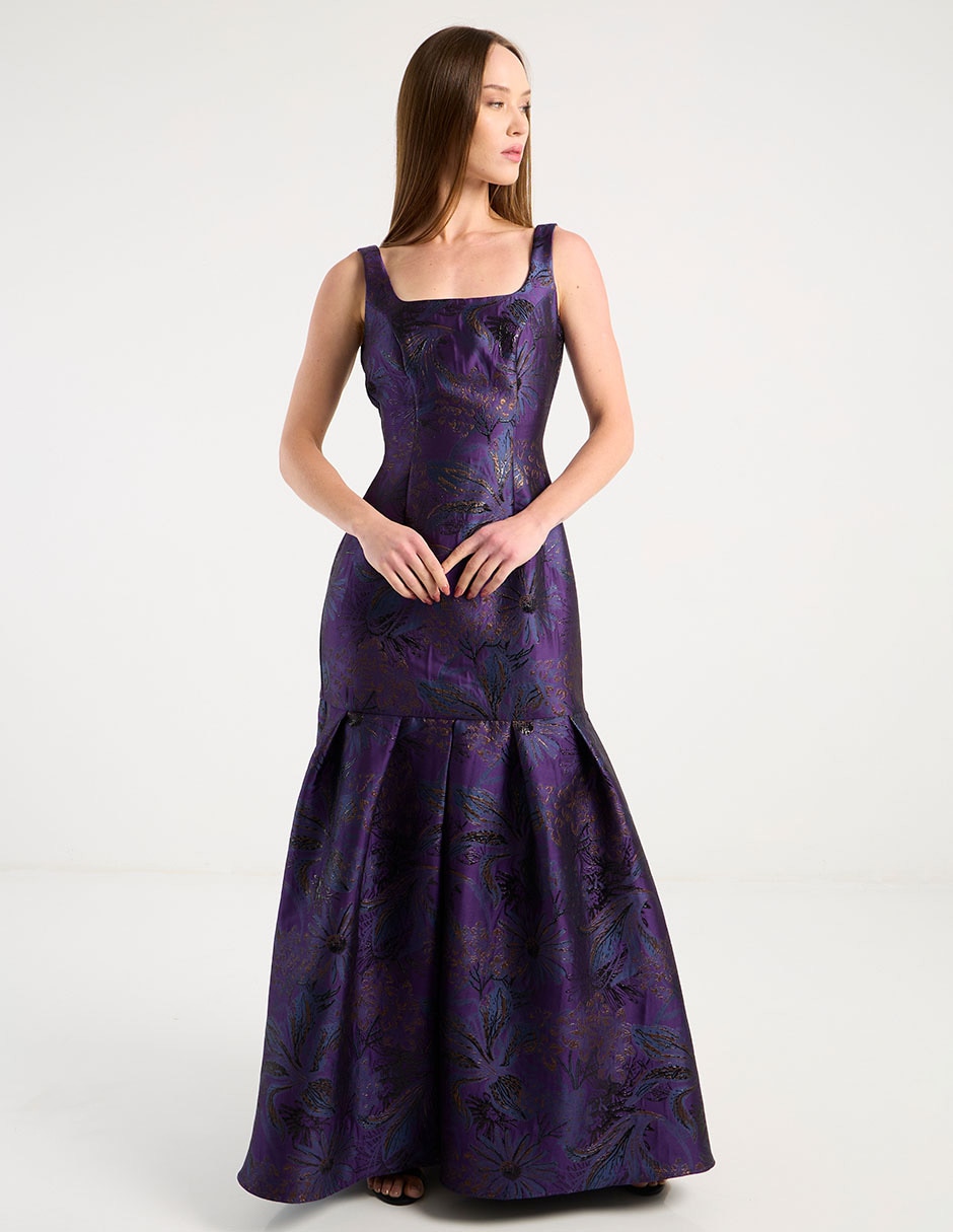 Vestido maxi fiesta escote cuadrado 6