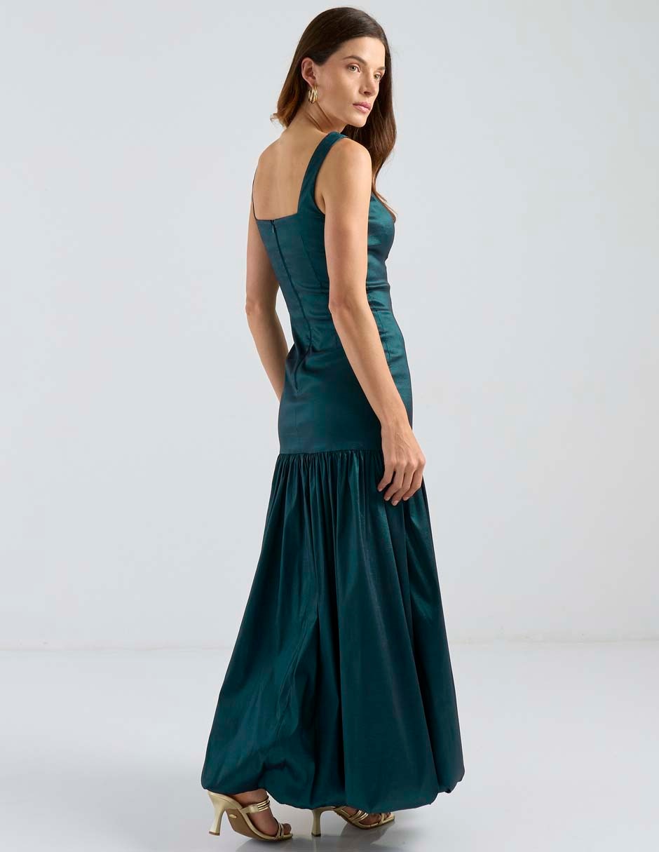 Vestido largo de fiesta escote cuadrado 5