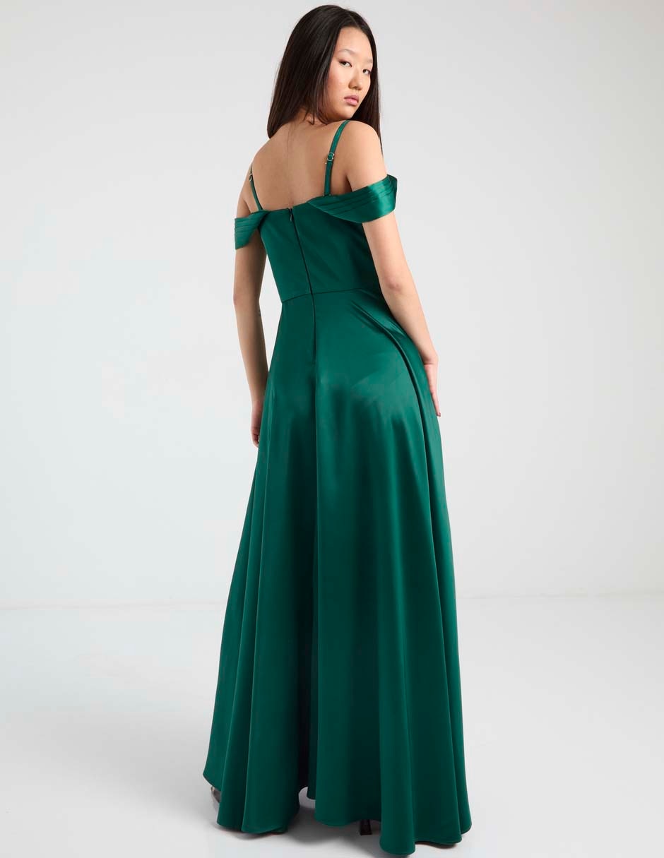 Vestido maxi de fiesta escote bardot 5
