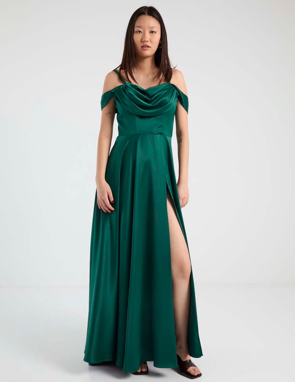 Vestido maxi de fiesta escote bardot 6