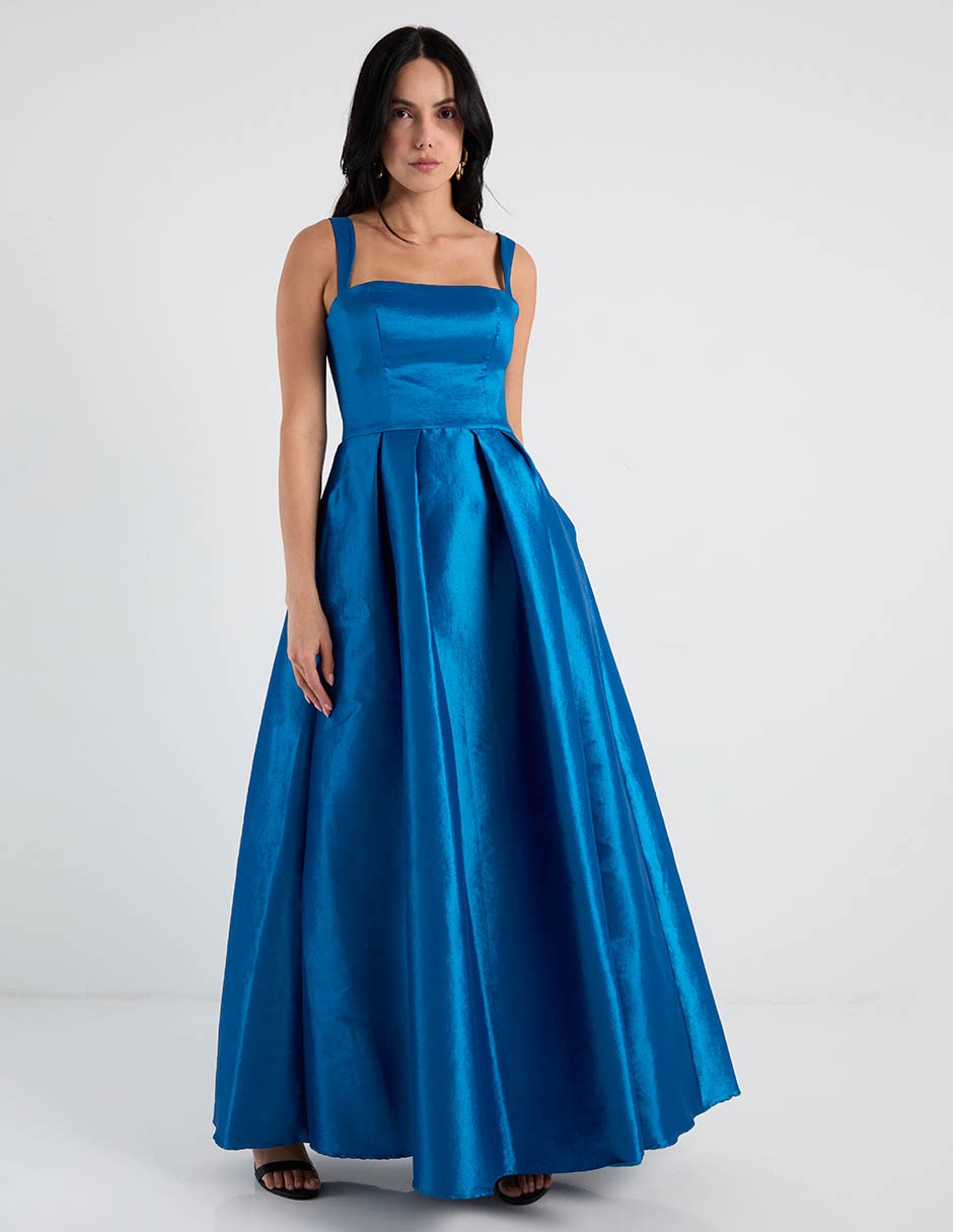 Vestido largo de fiesta escote cuadrado 1