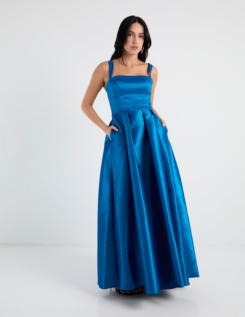 Vestido largo de fiesta escote cuadrado 8