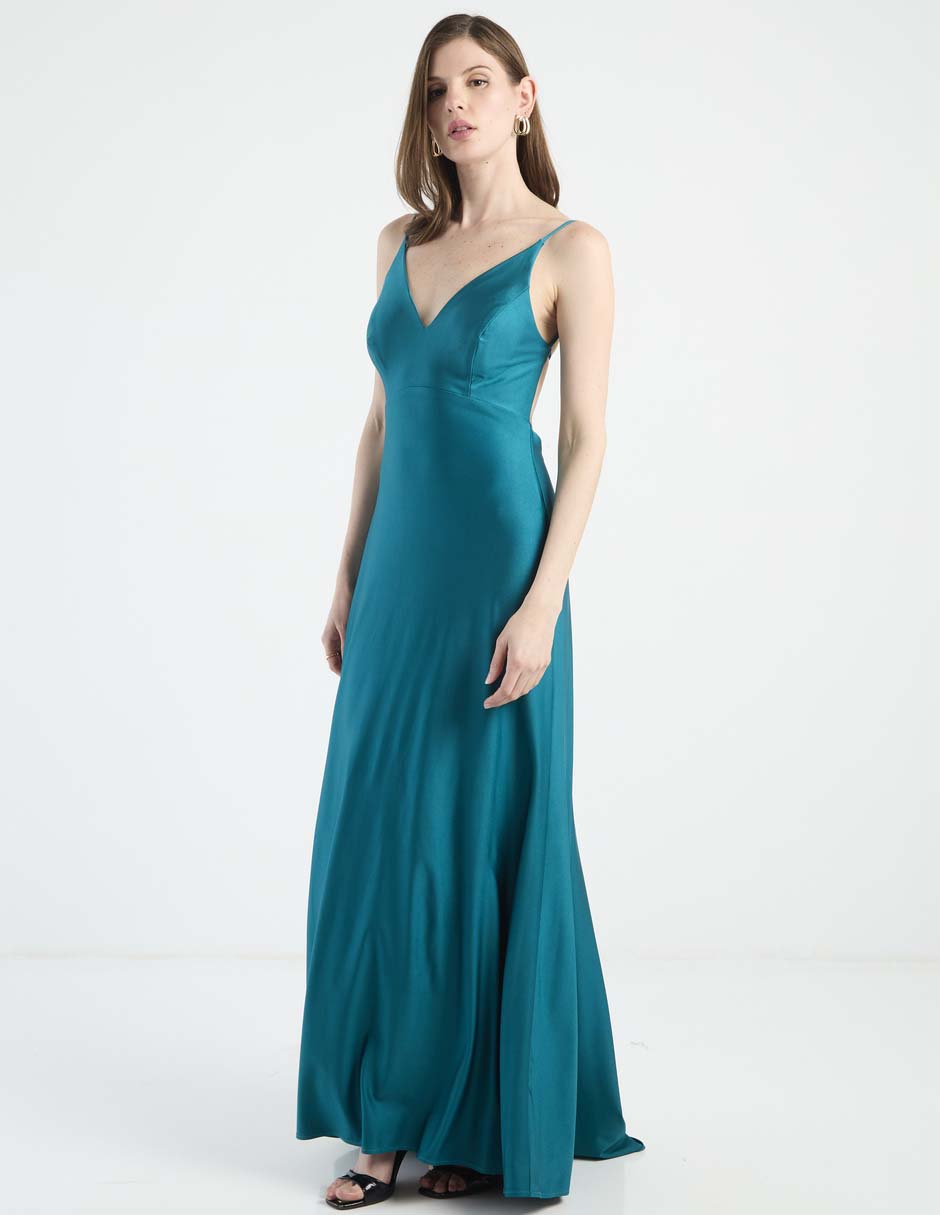 Vestido maxi de fiesta escote V 2