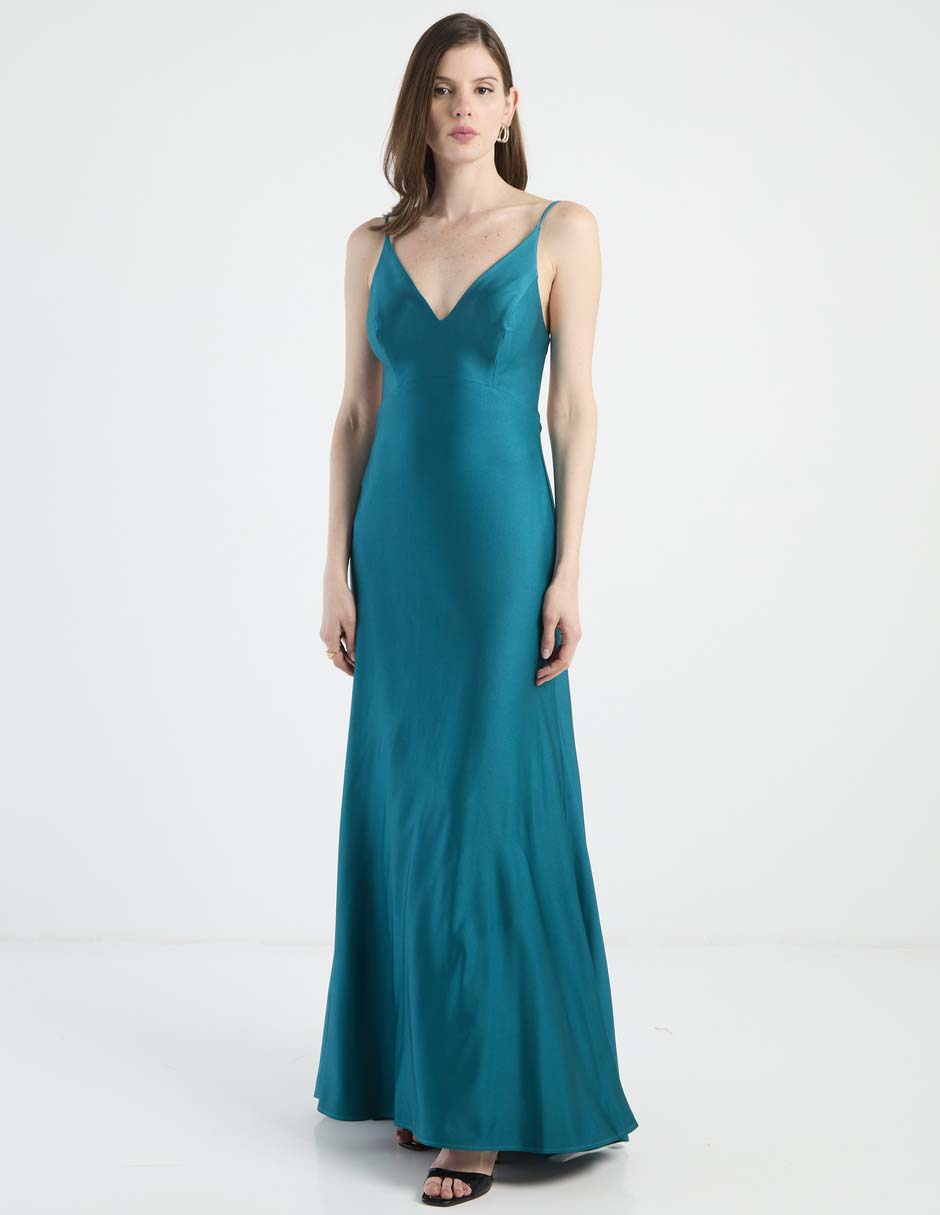 Vestido maxi de fiesta escote V