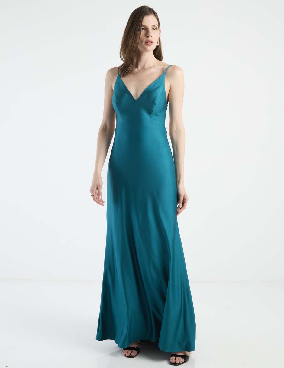 Vestido maxi de fiesta escote V