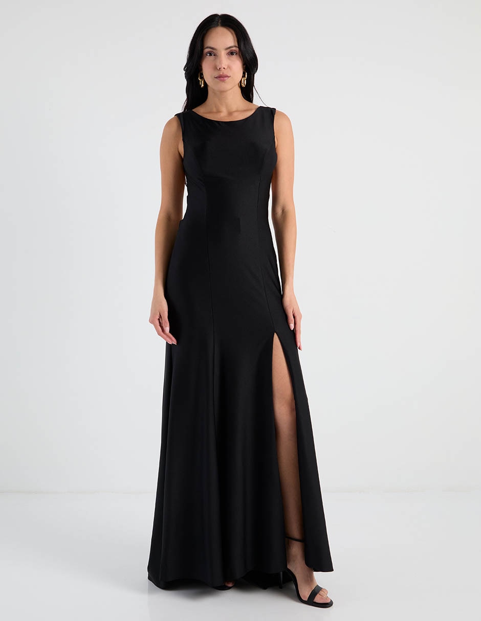 Vestido maxi de fiesta espalda cruzada 1