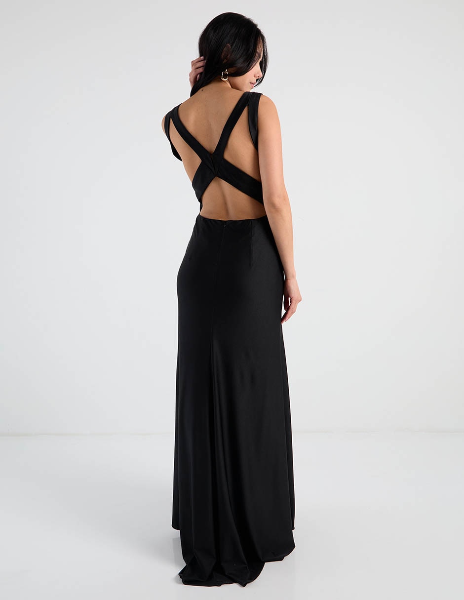Vestido maxi de fiesta espalda cruzada 11