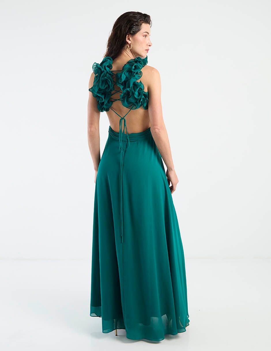 Vestido maxi de fiesta espalda cruzada 6