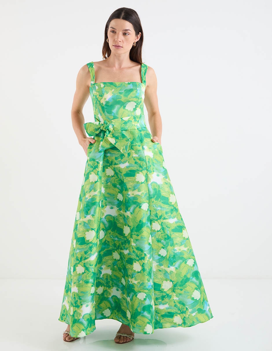 Vestido maxi de fiesta escote cuadrado 7