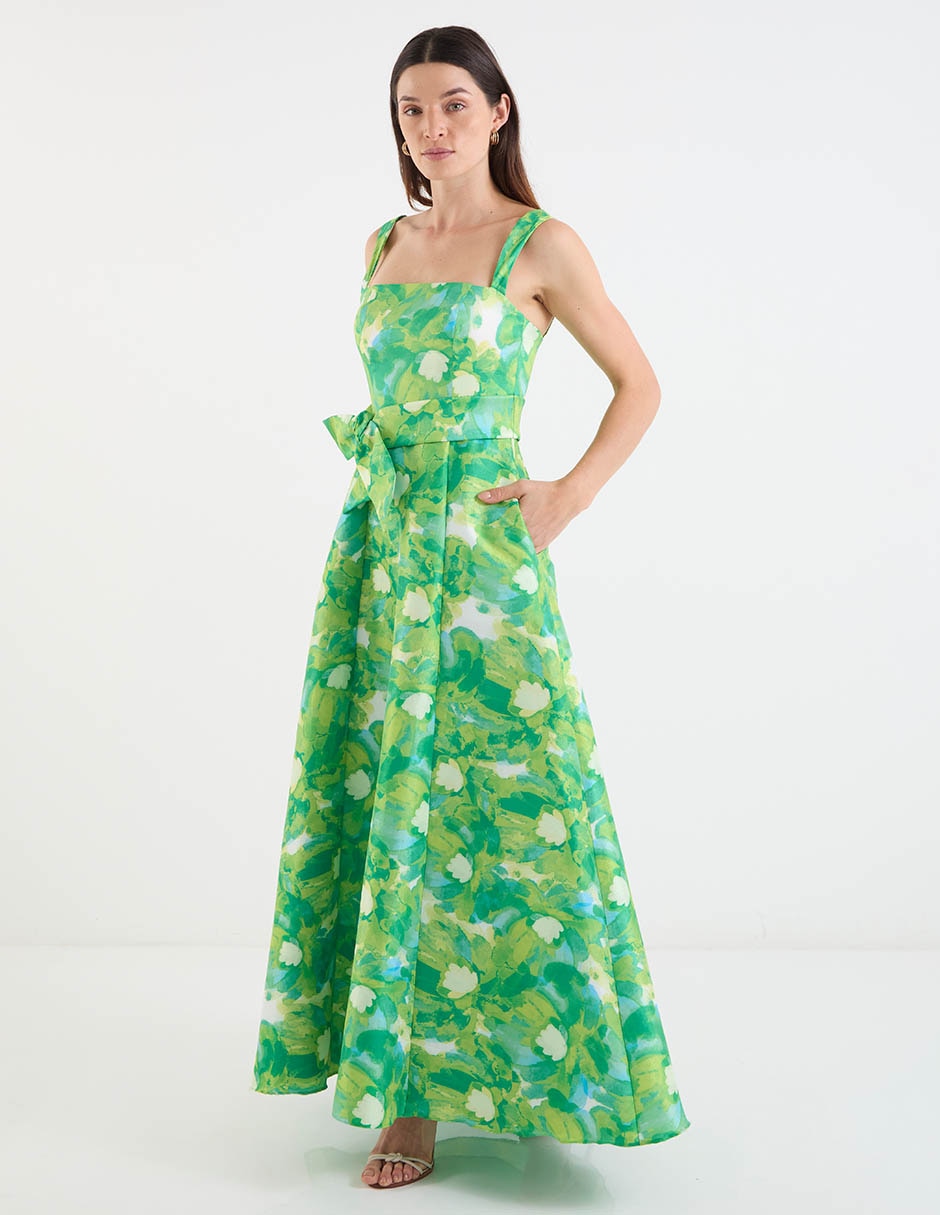 Vestido maxi de fiesta escote cuadrado 8