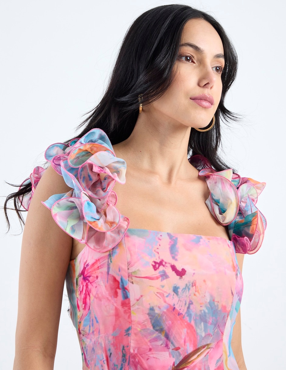 Vestido maxi de fiesta escote cuadrado 9