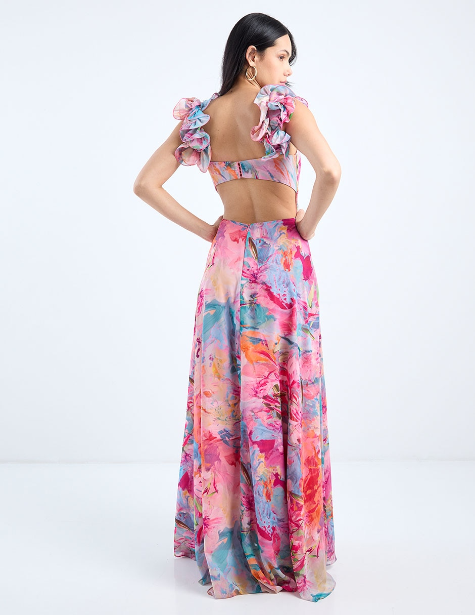 Vestido maxi de fiesta escote cuadrado 11