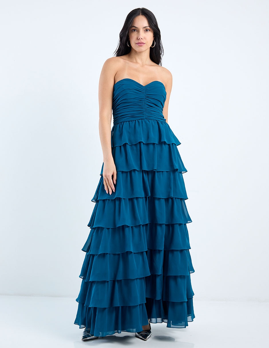 Vestido maxi de fiesta escote corazón 1